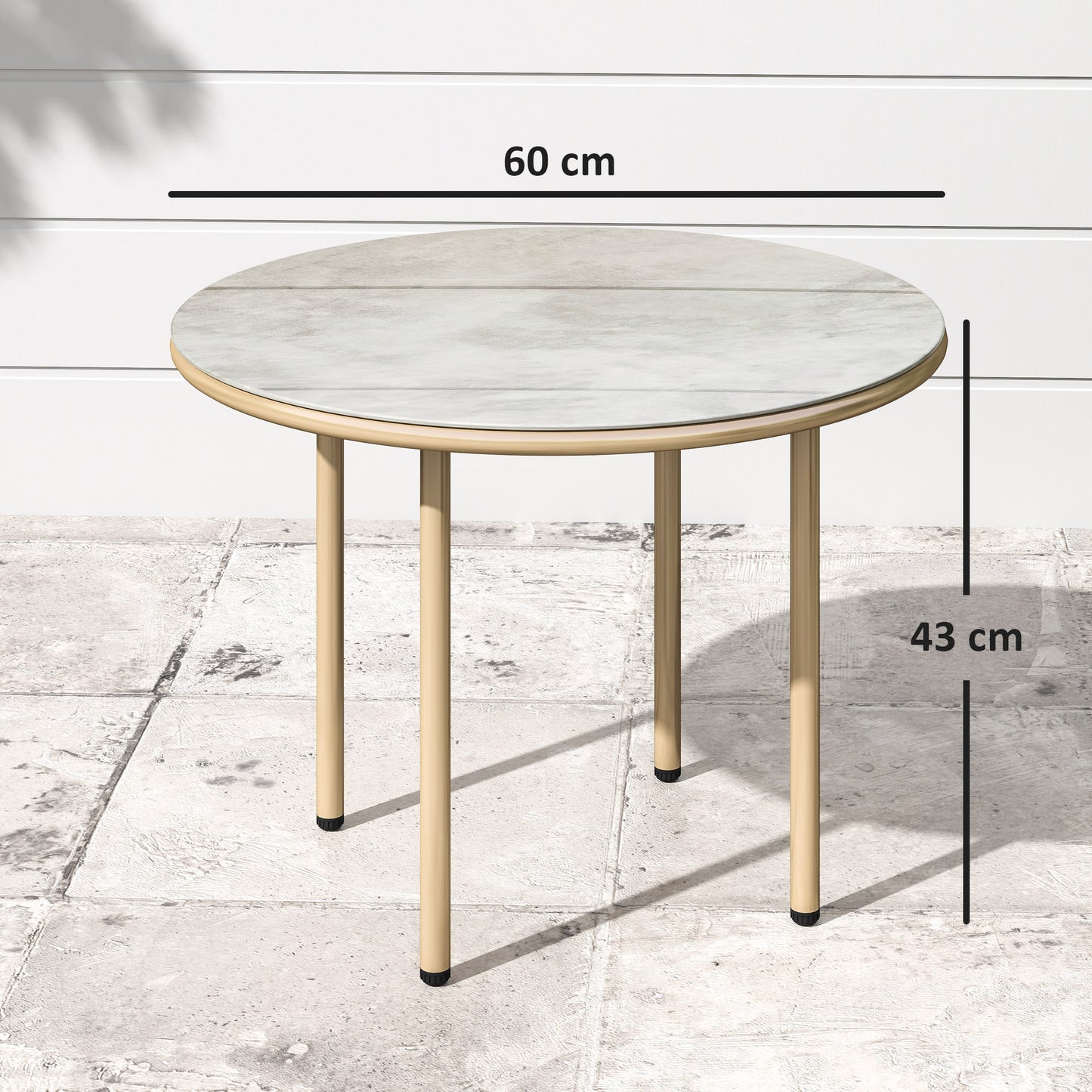 Round Coffee Table, Modern End Side Table with Faux Marble Tempered Glass Top, Steel Frame for Living Room, Bedroom, Office