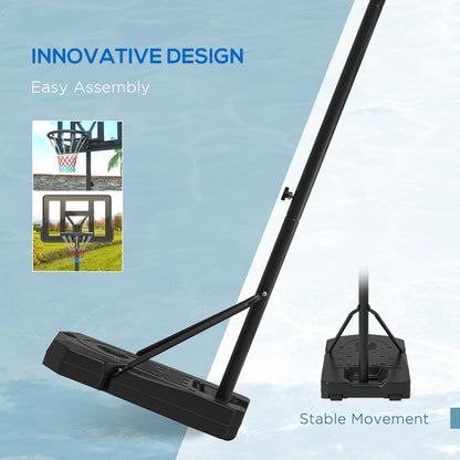 Height Adjustable Basketball Stand Net Set System, Freestanding Basketball Hoop and Stand w/ Wheels, 200-305cm - Black