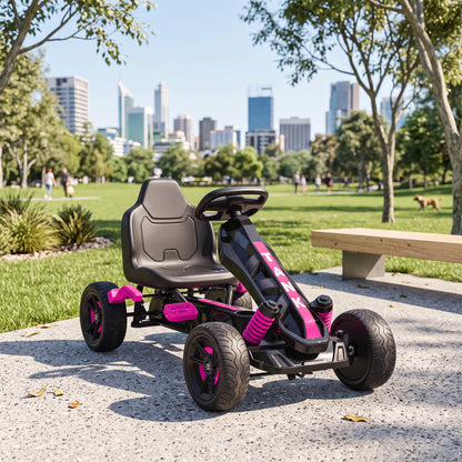 Pedal Go Kart for Kids Aged 3-6 Years, with Freewheel System, Brake, EVA Anti-Slip Wheels, Pink
