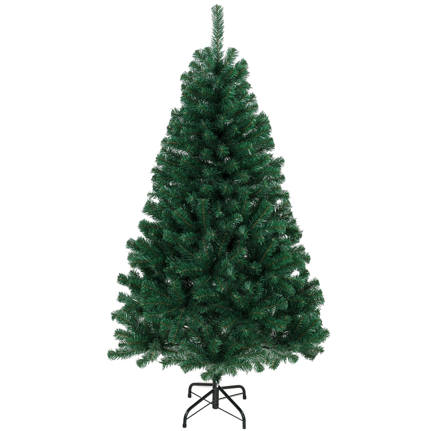 5ft Artificial Christmas Tree, Fir Hinged Xmas Tree with 420 Branch Tips, Foldable Steel Stand, Green