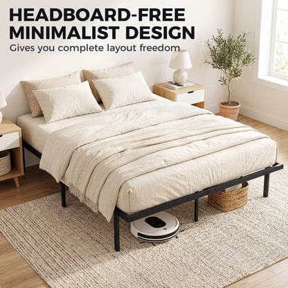 5ft King Bed Frame with Underbed Storage, Metal Platform Bed Frame with Steel Slat Support, No Box Spring Needed