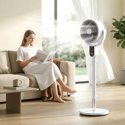 20 dB Silent Standing Fan for Bedroom, 42" Pedestal Fan with Remote, 90° Oscillating, 8 Speeds, Remote Control, White