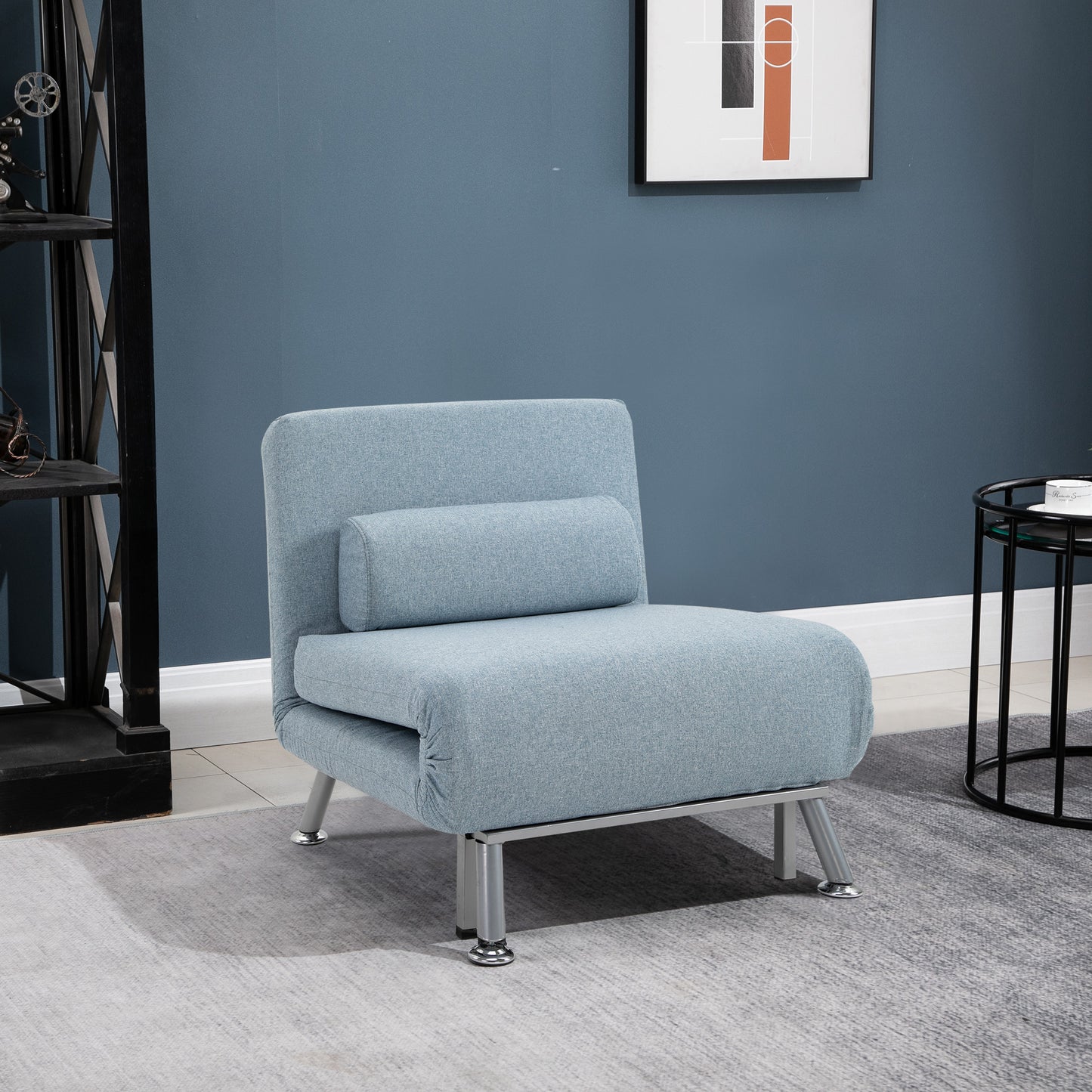 3-in-1 Convertible Chair Bed – Sky Blue