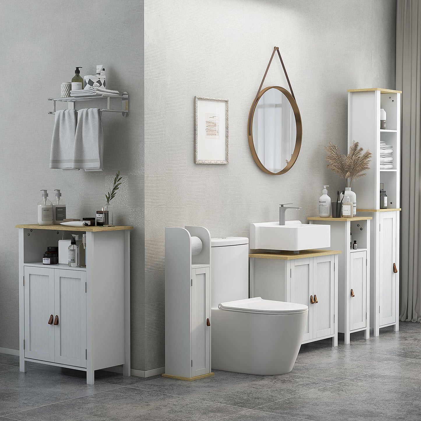 Under Sink Bathroom Cabinet for Basin without Pedestal - White