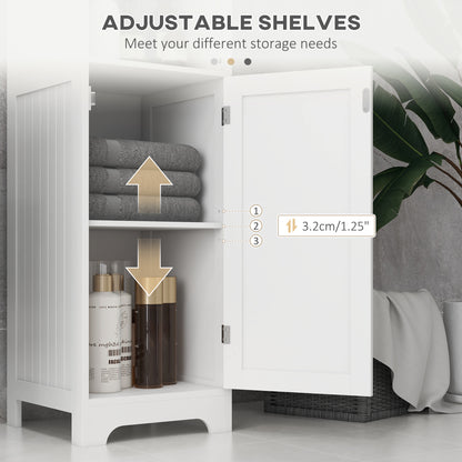 Slim Bathroom Storage Cabinet, Tall Bathroom Cabinet with 3 Open Shelves and Adjustable Shelf, White