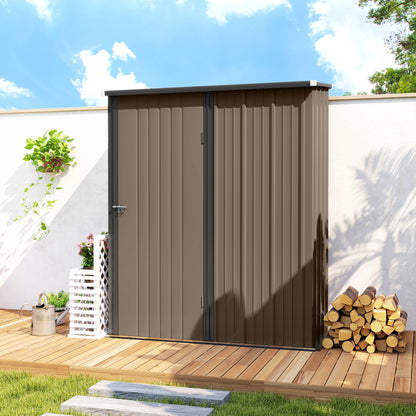 5.3 x 3.1ft Corrugated Steel Garden Shed - Brown