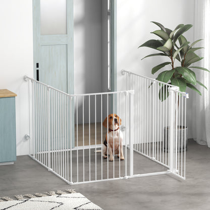 6 Panels Foldable Dog Playpen, Puppy Pen Crate with Door - White