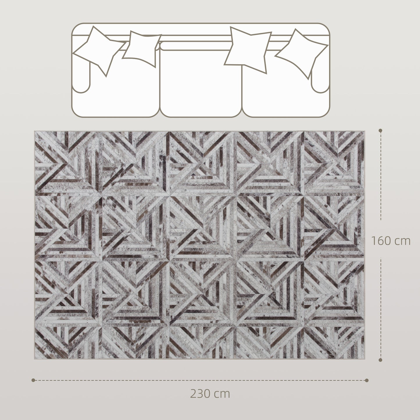 Modern Area Rug, Triangle Pattern Non-Slip Washable Rug, Chenille Floor Carpet for Living Room, Bedroom, Dining Room