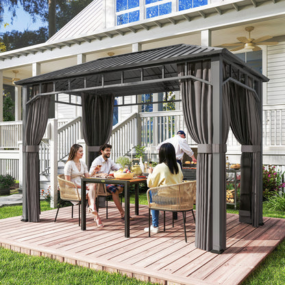 2 x 3.5 m Hardtop Gazebo with Galvanised Steel Roof, Waterproof Permanent Pavilion Garden Gazebo