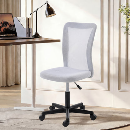 Mesh Office Chair Armless Swivel Executive Computer Desk Chair Adjustable Height Wheels White