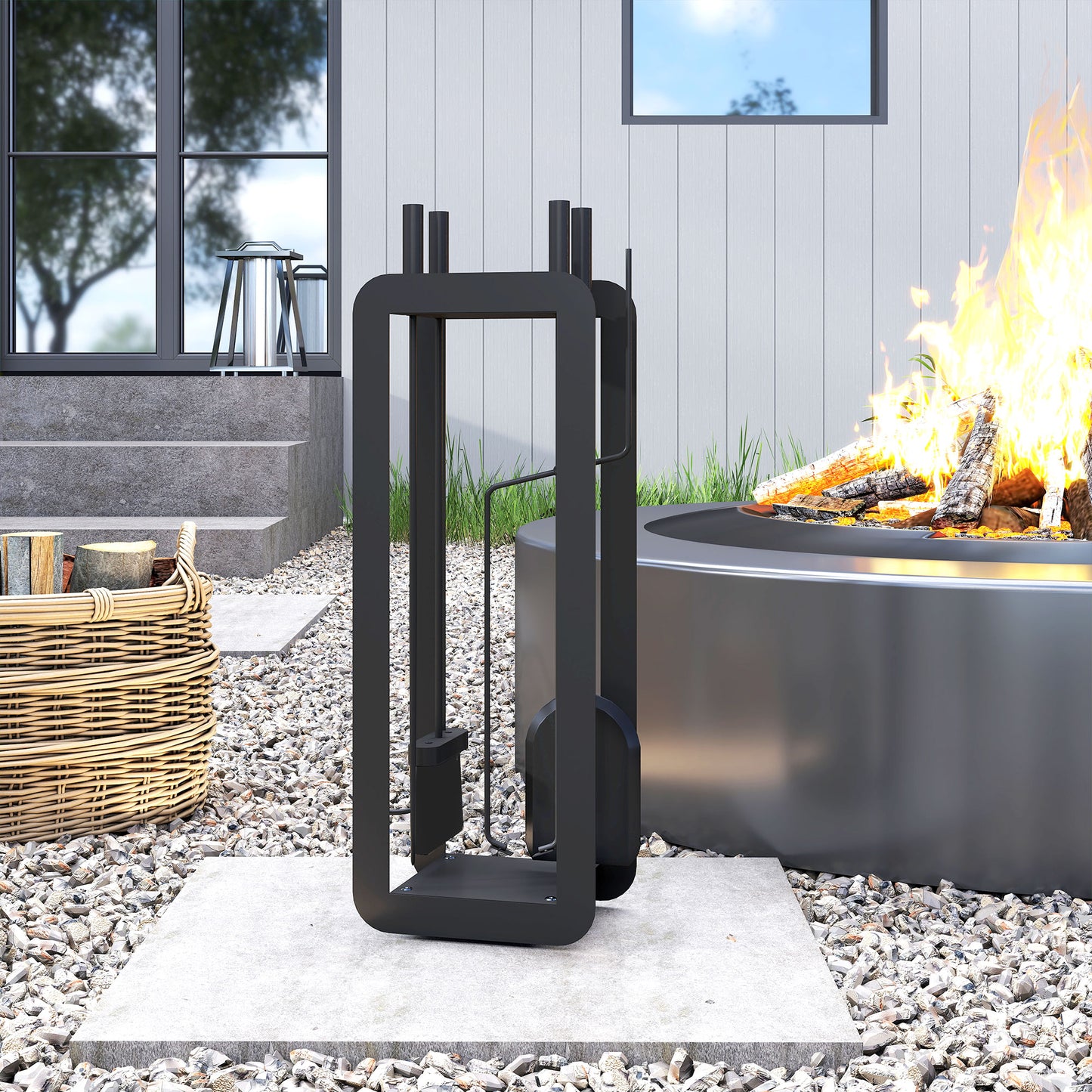 5 Pieces Fireplace Companion Set, Metal Fireplace Accessories Fireside Companion Set with Brush, Shovel, Poker