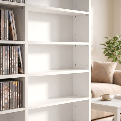1032 CD/594 DVD Storage Unit, Blu-ray Media Storage Shelf with 24 Compartments and 18 Adjustable Shelves, White