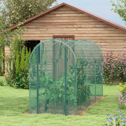 360 x 120cm Galvanised Steel Fruit Cage, Plant Protection Tent with Zipped Door, Green