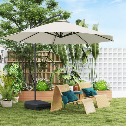 3(m) Garden Cantilever Parasol with Fillable Base up to 90kg, Wind Protection Strap, Cover