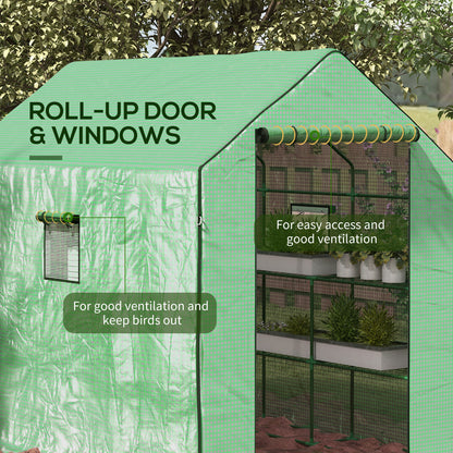 Walk-in Greenhouse with 3 Tier 12 Shelves, Small Greenhouse with Reinforced PE Cover