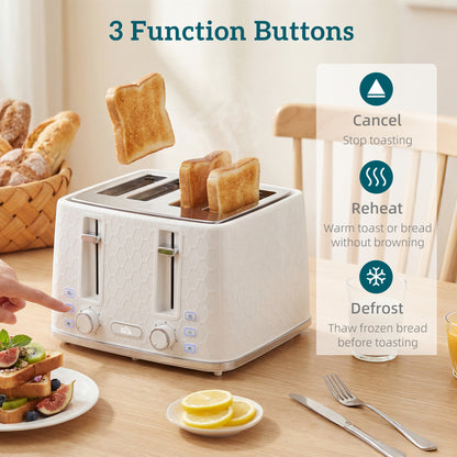 Kettle and Toaster Set, 1.7L 3000W Rapid Kettle with Strix Thermostat, 4 Slice Toaster with 7 Browning Controls, Cream