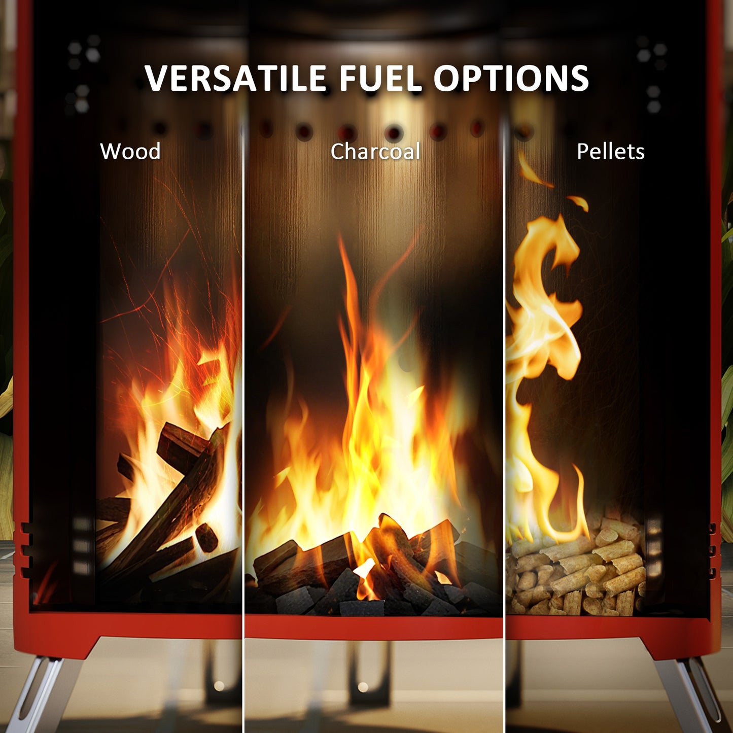 Smokeless Fire Pit, 16 x 16 cm Stainless Steel Portable Wood Burning Firepit with Poker