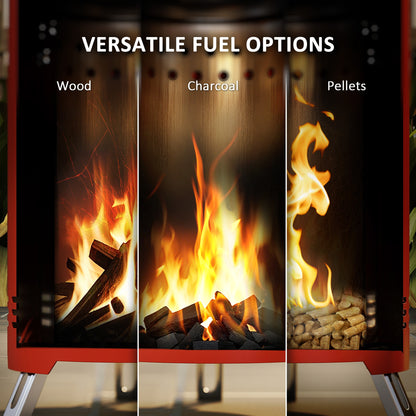 Smokeless Fire Pit, 16 x 16 cm Stainless Steel Portable Wood Burning Firepit with Poker