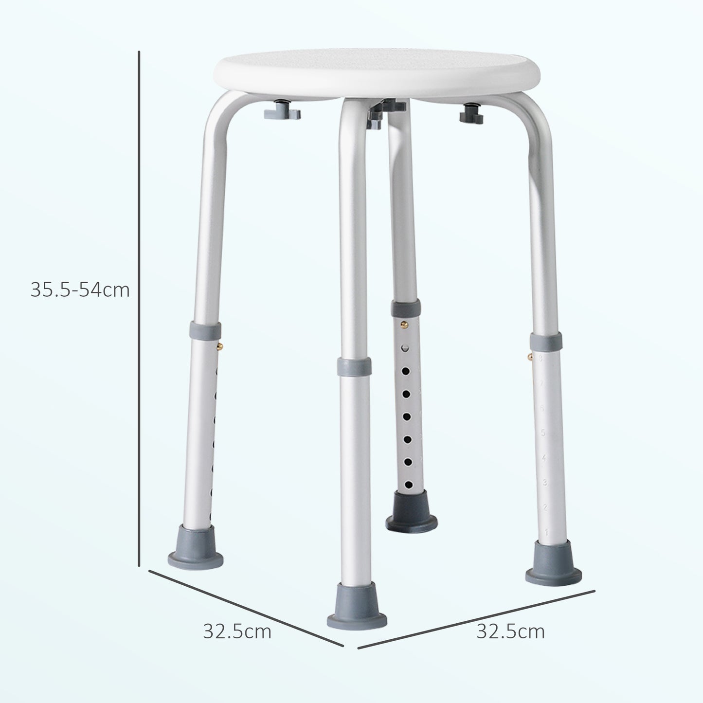 Shower Chair, Height Adjustable Aluminium Shower Stool with Non-Slip Feet for Disabled, Elderly, White