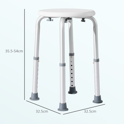 Shower Chair, Height Adjustable Aluminium Shower Stool with Non-Slip Feet for Disabled, Elderly, White