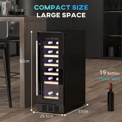 19 Bottle 5-18℃ Wooden Rack Wine Fridge - Black