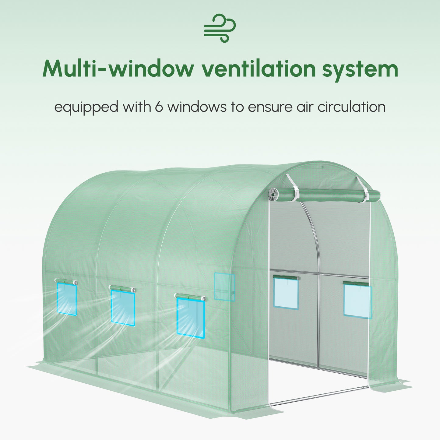 3 x 2 x 2m Greenhouse Replacement Cover ONLY Winter Garden Plant PE Cover for Tunnel Walk-in Greenhouse with Roll-up Windows