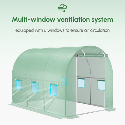 3 x 2 x 2m Greenhouse Replacement Cover ONLY Winter Garden Plant PE Cover for Tunnel Walk-in Greenhouse with Roll-up Windows