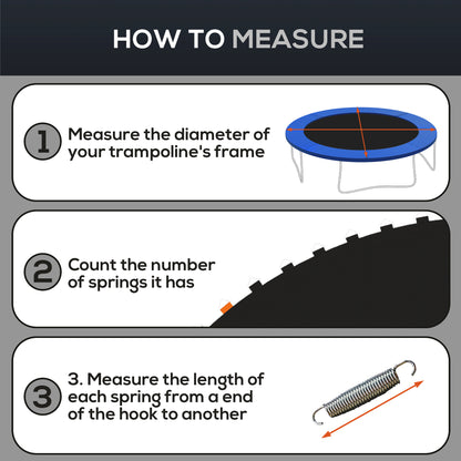 Replacement Trampoline Mat with Spring Pull Tool, 72 V-Hooks, for 12ft Trampoline using 14cm Springs, Black