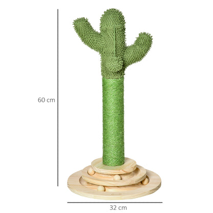 Cat Tree Cactus Sisal Scratching Post for Indoor Cats Play Tower Kitten Furniture with Hanging Ball Interactive Fun Roller Ex