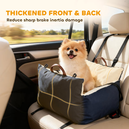Dog Car Seat, Cosy Pet Car Booster Seat for Small Dog Under 5 KG, Portable Travel Bed with Safety Belts, Navy Blue