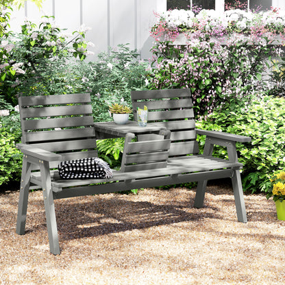 Fir Wood Convertible 2 to 3 Seater Outdoor Garden Bench Grey