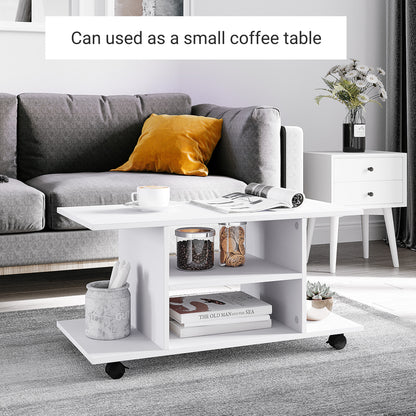 Modern TV Stand with Storage Shelves – White
