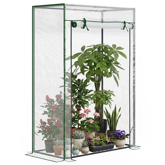 Tomato Greenhouse with Roll-up Door, Mini Greenhouse with PVC Cover, Outdoor Grow House Small Green House for Yard, Balcony