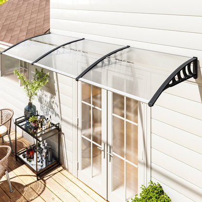 Front Door Canopy, Outdoor Awning, 303 x 96cm Rain Shelter for Window, Porch and Front/Back Door, Clear