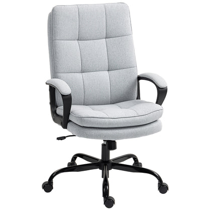 Double Padded Linen-Look Office Chair - Light Grey
