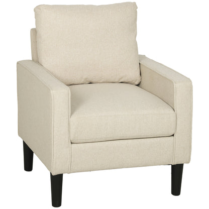 Accent Chair, Removable Pillow Linen Armchair with Comfy Spring Cushion for Living Room, Bedroom, Study, Cream