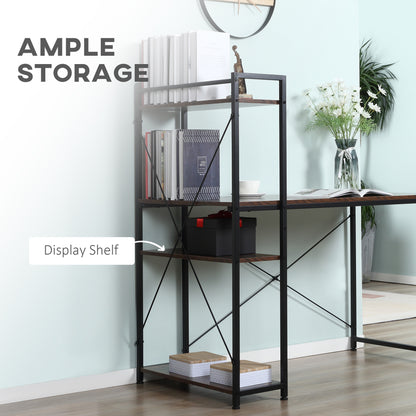 Reversible Computer Desk with Storage Shelves on Left or Right, Industrial Reversible Writing Desk for Home Office, Study