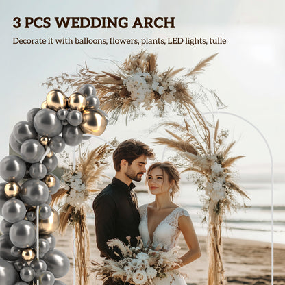 Wedding Arch Frame Set, Metal Balloon Arch Stand Set, Balloon Arch Stand Set for Birthday Party, 2.2, 2, 1.8 m White