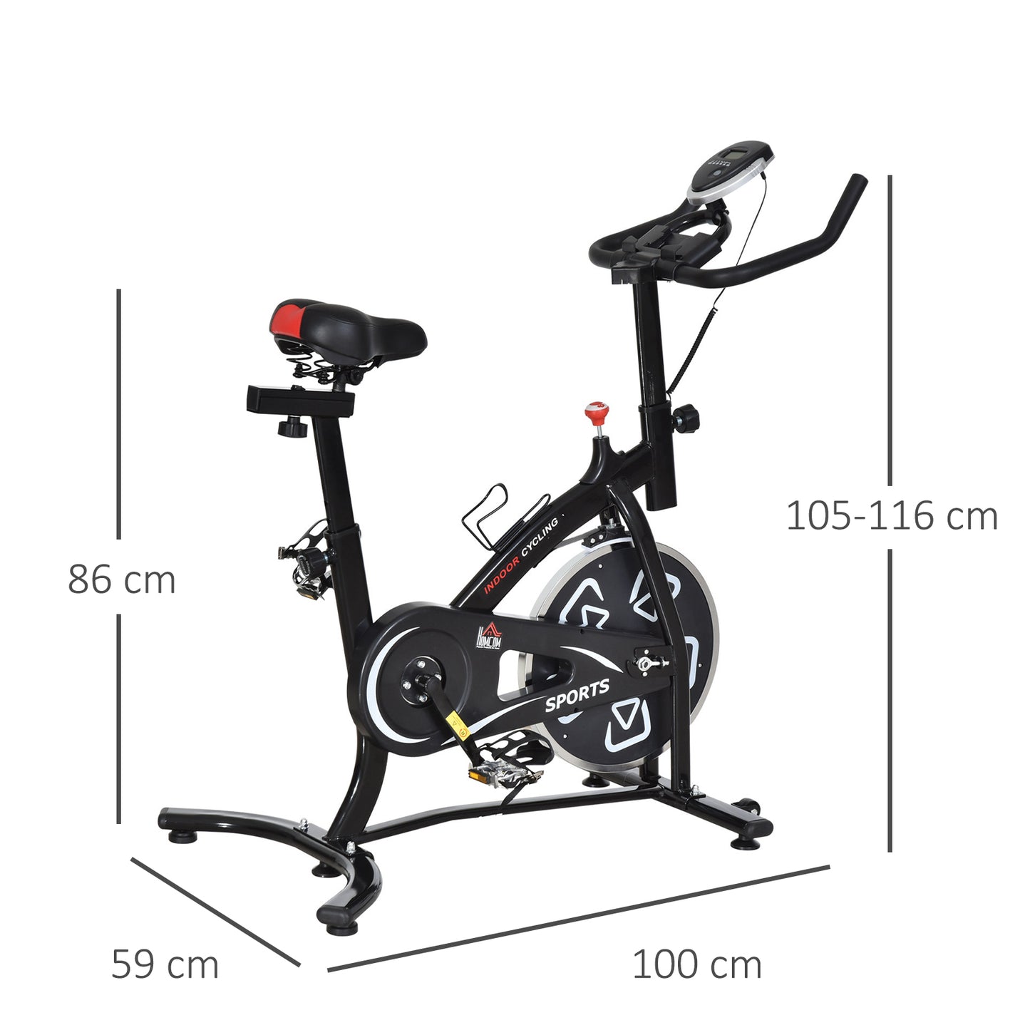 Indoor Stationary Exercise Bike 6kg Flywheel Fitness Cardio Workout Bke Trainer for Home Gym w/ Adjustable Resistance LCD Mon
