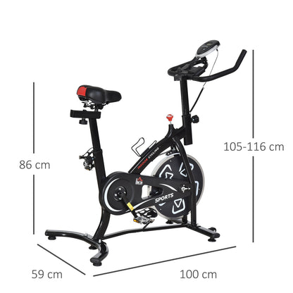 Indoor Stationary Exercise Bike 6kg Flywheel Fitness Cardio Workout Bke Trainer for Home Gym w/ Adjustable Resistance LCD Mon