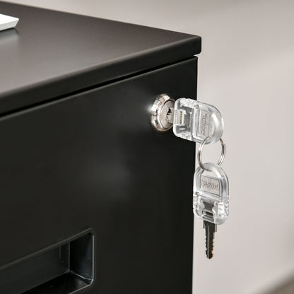 Metal Mobile File Cabinet with Wheels, Lockable 2 Drawer Filing Cabinet for A4, Legal, Letter