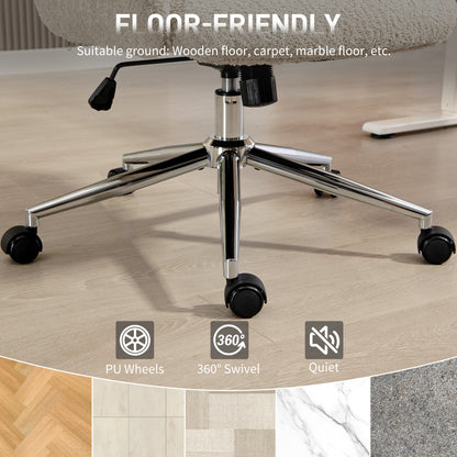 Office Chair with Adjustable Headrest, Spring Pack, Curved Line, Boucle Fabric - Pale Grey