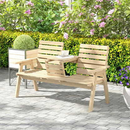 Fir Wood Convertible 2 to 3 Seater Outdoor Garden Bench, Natural Wood Finish
