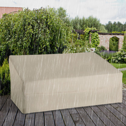 600D Oxford Cloth Garden Furniture Cover Waterproof, 3 Seater Sofa Protector for Patio, Outdoor, Beige, 218 x 111 x 63-101 cm
