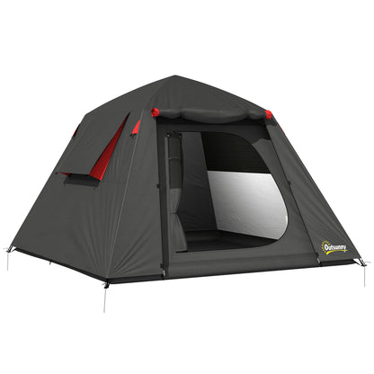 Camping Tent 3000mm Waterproof Tent with 2 Doors, Dark Grey and Red