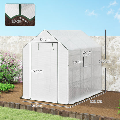Walk-in Greenhouse with 3 Tier 12 Shelves, Small Greenhouse with Reinforced PE Cover