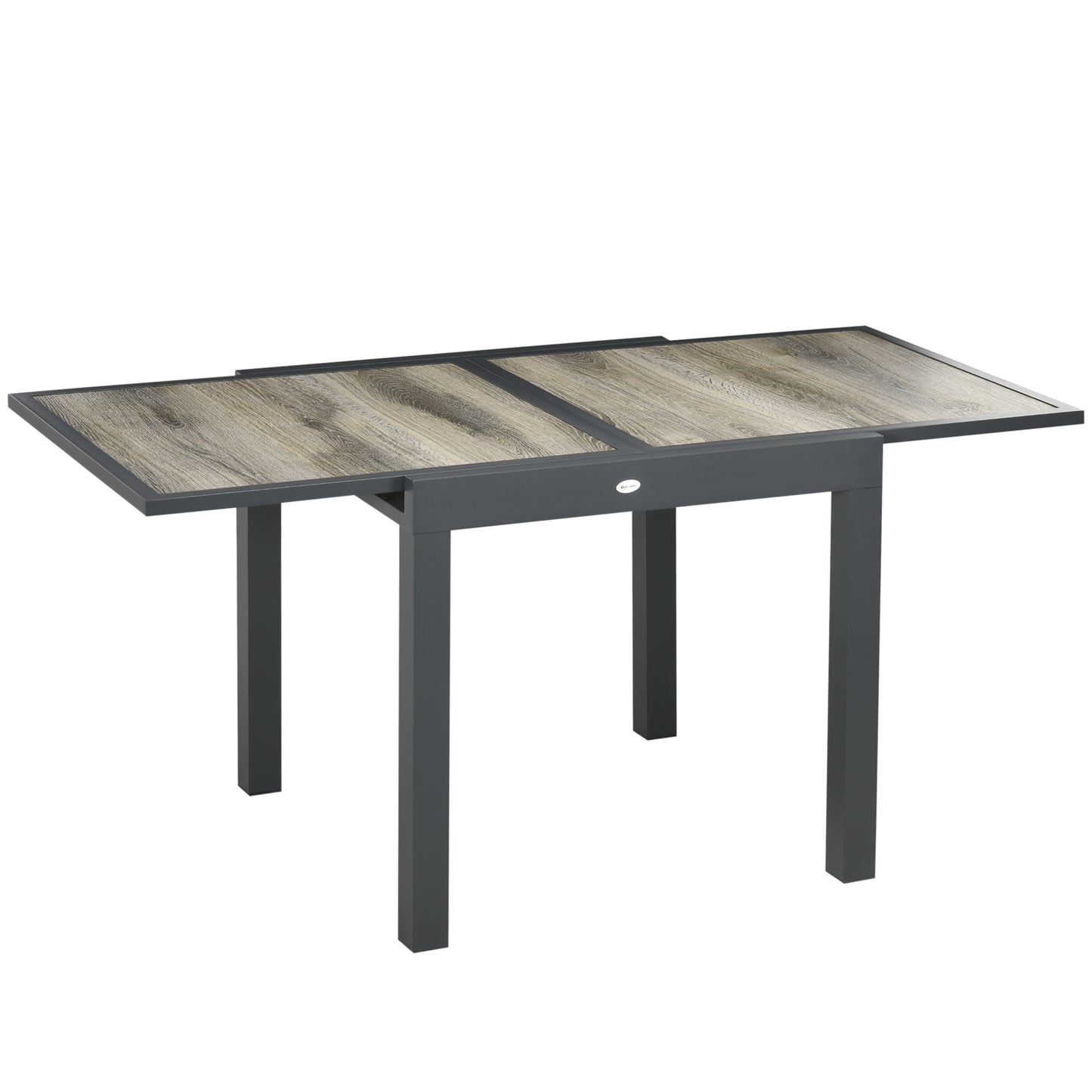 Extending Garden Table, Outdoor Dining Table for 6, Aluminium Frame Rectangular Patio Table with Plastic Board Tabletop