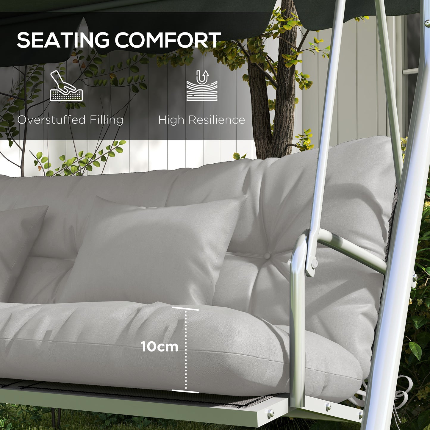 Back and Seat Cushion Replacement with 2 Pillows, Patio Chair Cushions Set with Ties, Light Grey