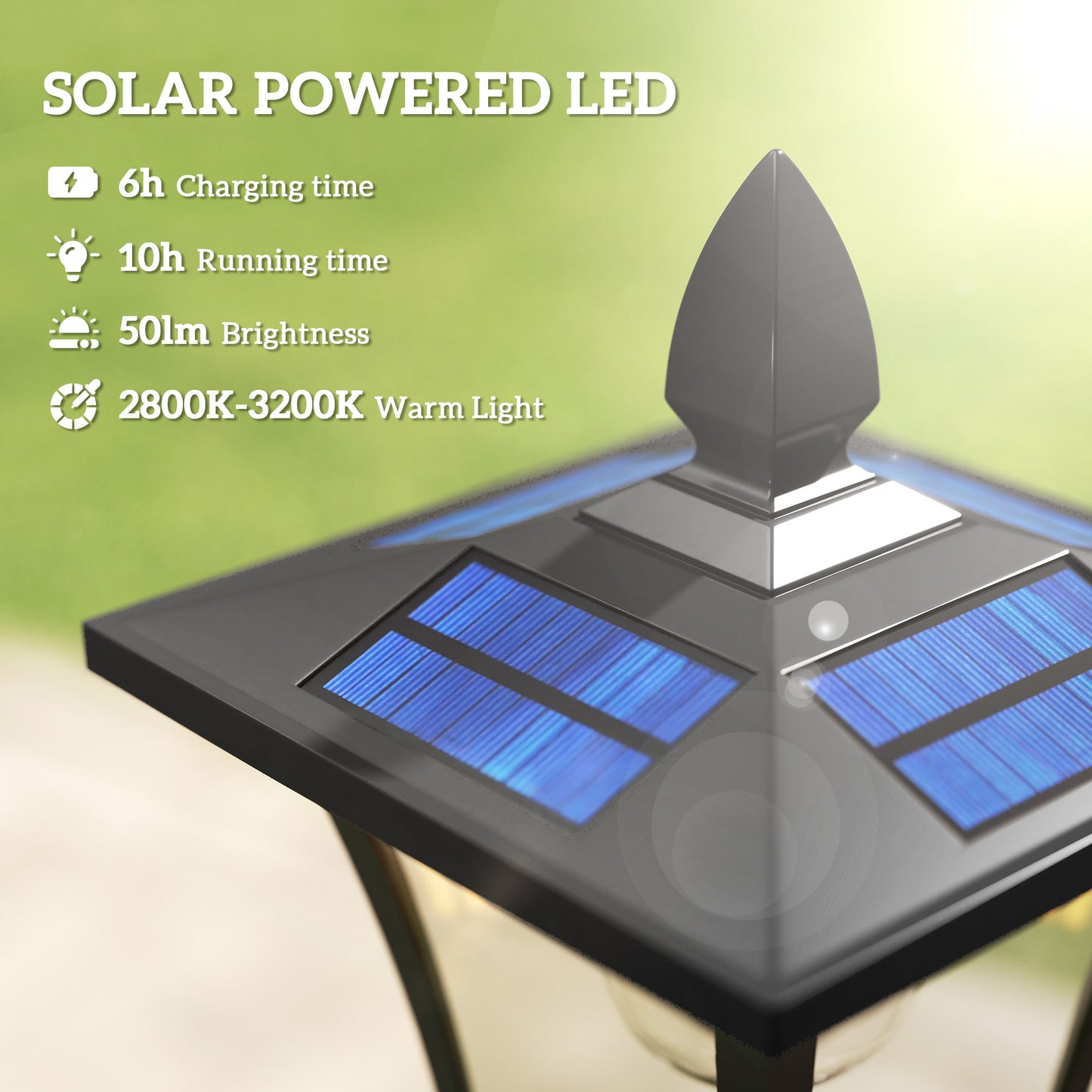 Garden Solar Lamp Post Light, Waterproof LED Solar Light Post with Planter, Black