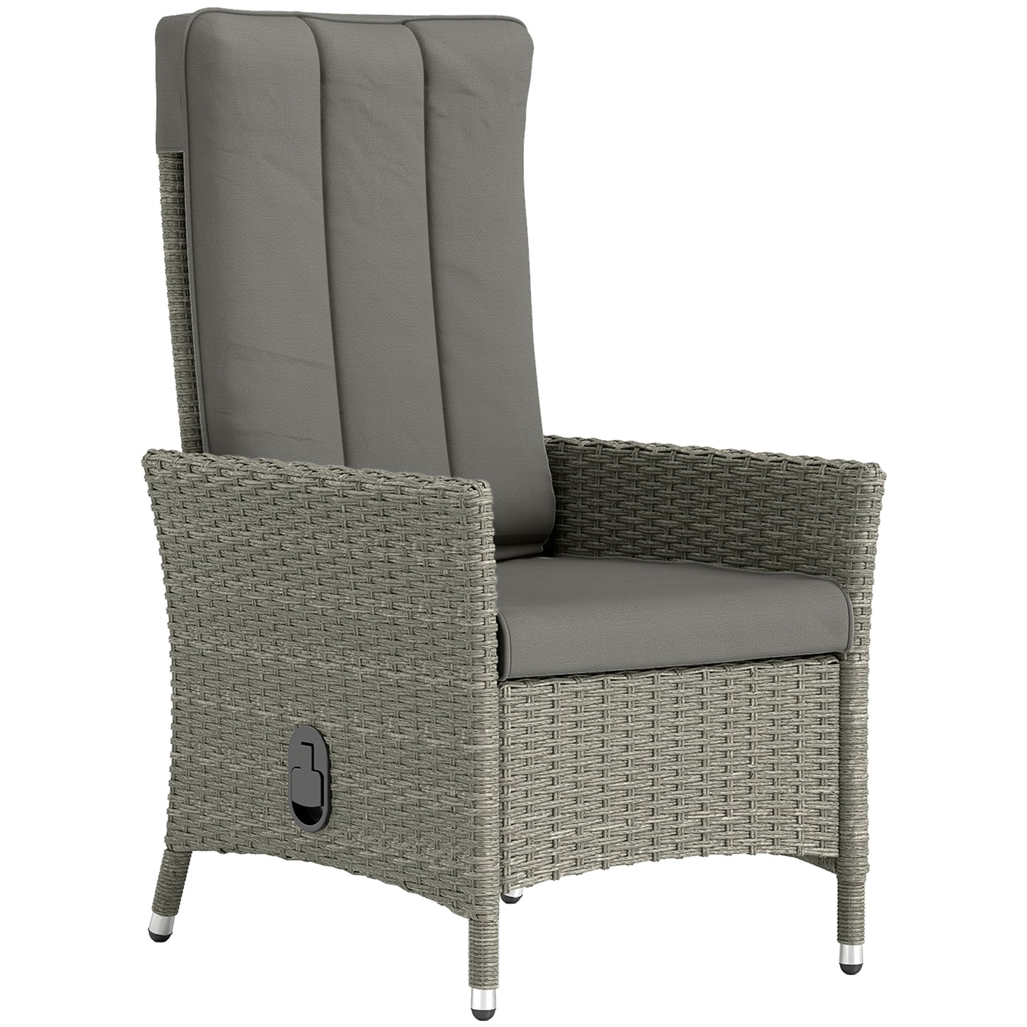 105°-150° Reclining Rattan Chair - Grey